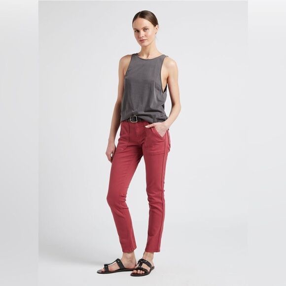 Ba&sh CSALLY - Red Slim-fit cotton jeans Sz 24 - Picture 2 of 16